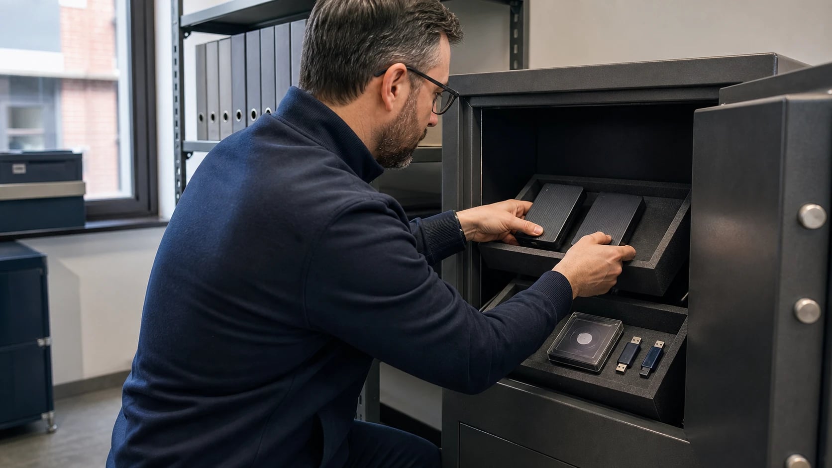 Data-safe met digitale gegevensdragers en back-ups