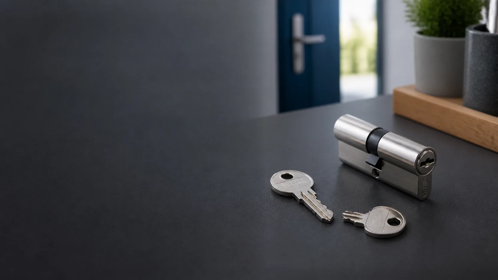 Afgebroken sleutel naast een cilinder en een intacte reservesleutel